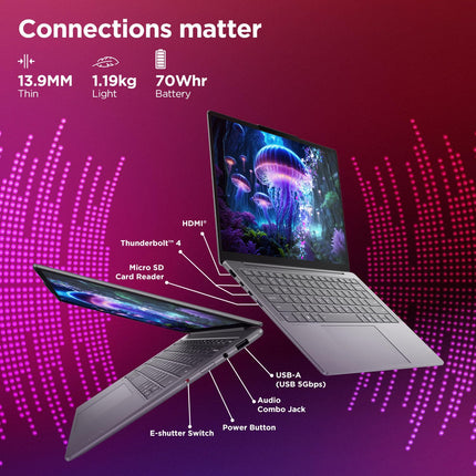 Lenovo Yoga Slim 7 Aura Edition Intel Core Ultra 5 228V,Copilot+ AI PC(32GB RAM/1TB SSD/14(35.5cm) WUXGA OLED AI Now/40 Tops/Windows 11/Office Home 2024/1Yr ADP/Grey/1.19Kg), 83JX001LIN AI Laptop 