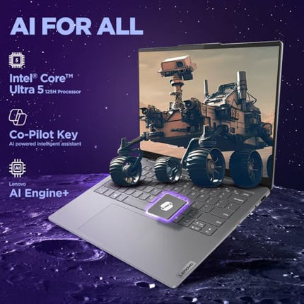 Lenovo Yoga Slim 7, Intel Core Ultra 5 125H, 16GB RAM, 512GB SSD, WUXGA-OLED 14"(35.5cm), Windows 11, Office Home 2024, Grey, 1.39Kg, 83CV0085IN, 400Nits, 2Wx4 Speakers, 1Yr ADP Free, AI PC 