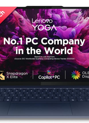 Lenovo Yoga Slim 7 Snapdragon X Elite X1E Built in-AI with Copilot+ 14"(35.5cm) 3K OLED 500Nits Touchscreen Laptop (32GB/1TB SSD/90Hz/Qualcomm NPU 45TOPS/Win11/MSO/1Yr ADP Free/Cosmic Blue/1.4Kg) 
