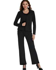 Leriya Fashion 3-Piece Blazer Set for Women (2XL, Black) 