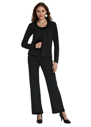 Leriya Fashion 3-Piece Blazer Set for Women (2XL, Black) 