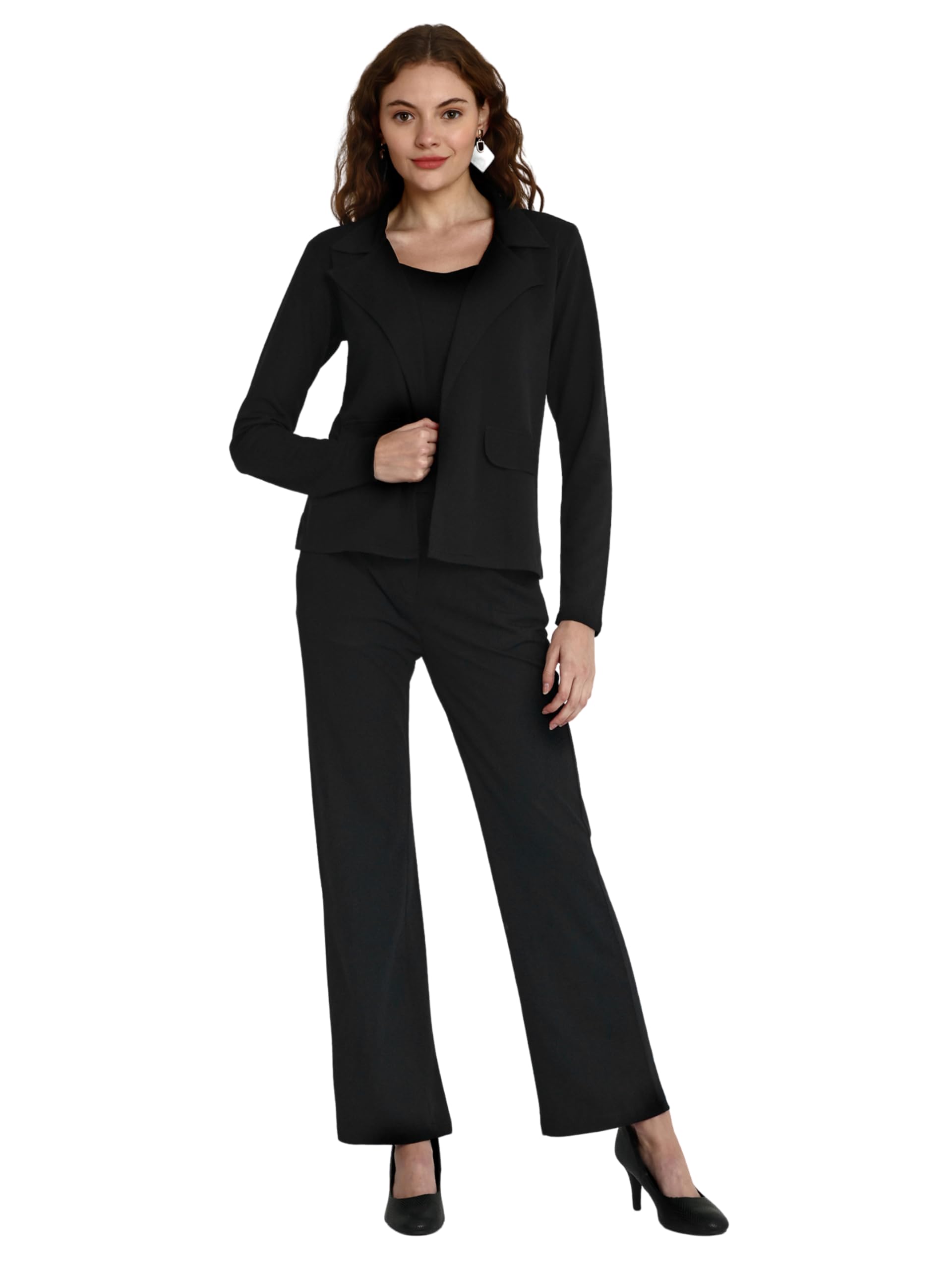 Leriya Fashion 3-Piece Blazer Set for Women (2XL, Black) 