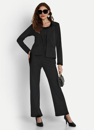 Leriya Fashion 3-Piece Blazer Set for Women (2XL, Black) 