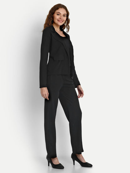 Leriya Fashion 3-Piece Blazer Set for Women (2XL, Black) 