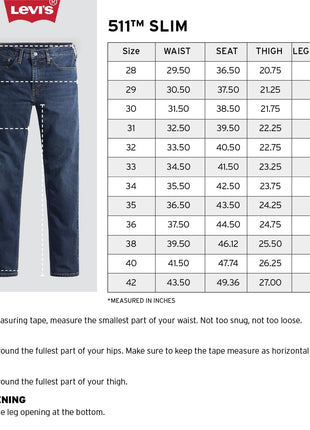 Levi's Men's 511 Slim Fit Mid Rise Stretchable Jeans Blue 