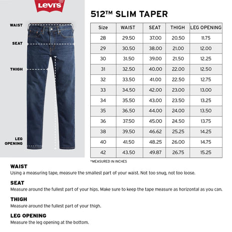 Levi's Men's 512 Slim Tapered Fit Mid Rise Light Fade Stretchable Jeans Blue 