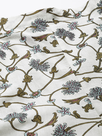 Libas White Printed Cotton Night Suit 