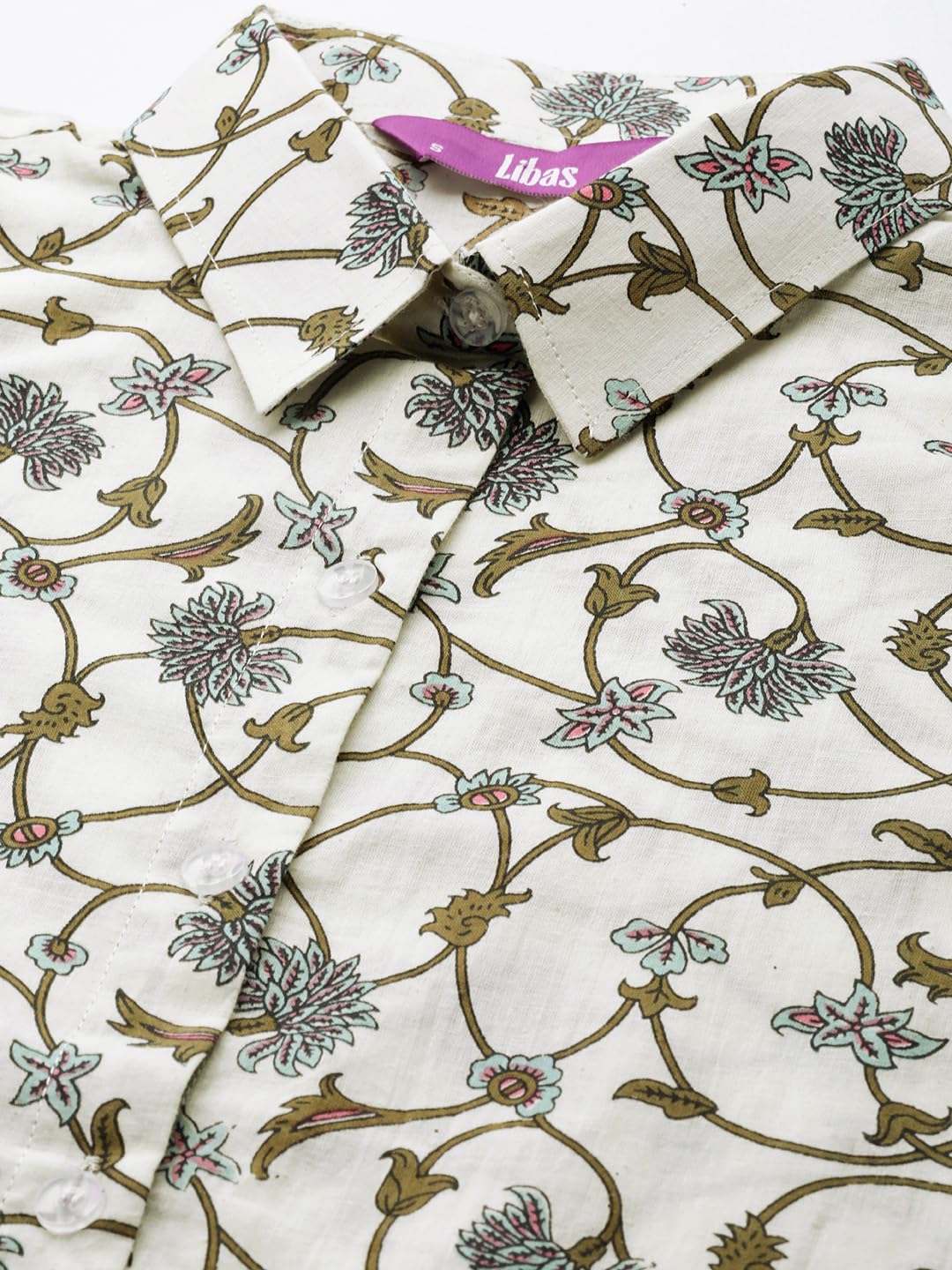 Libas White Printed Cotton Night Suit 