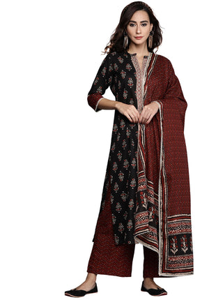 Libas Women's Cotton Kurta Sets (20119O_Black 