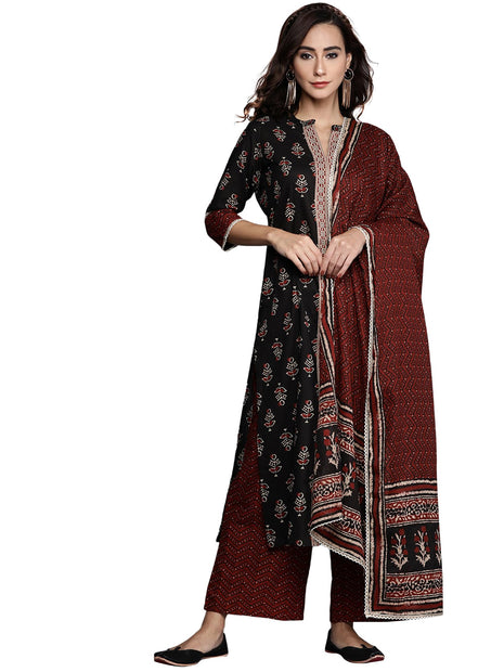 Libas Women's Cotton Kurta Sets (20119O_Black 