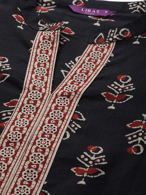 Libas Women's Cotton Kurta Sets (20119O_Black 