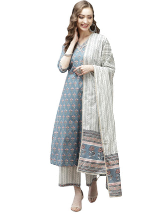Libas Women's Cotton Kurta Sets (20128O_Multicoloured 