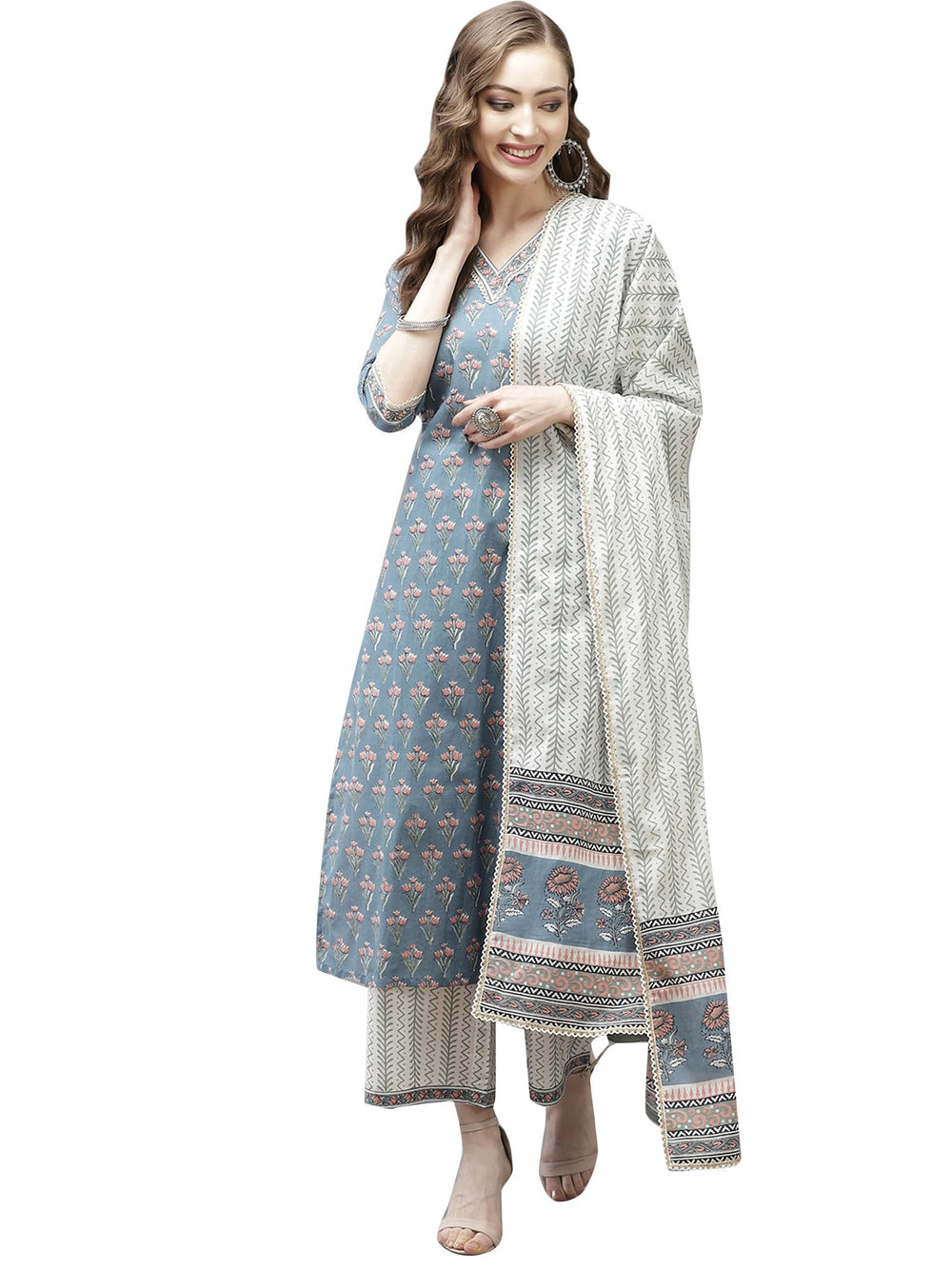 Libas Women's Cotton Kurta Sets (20128O_Multicoloured
