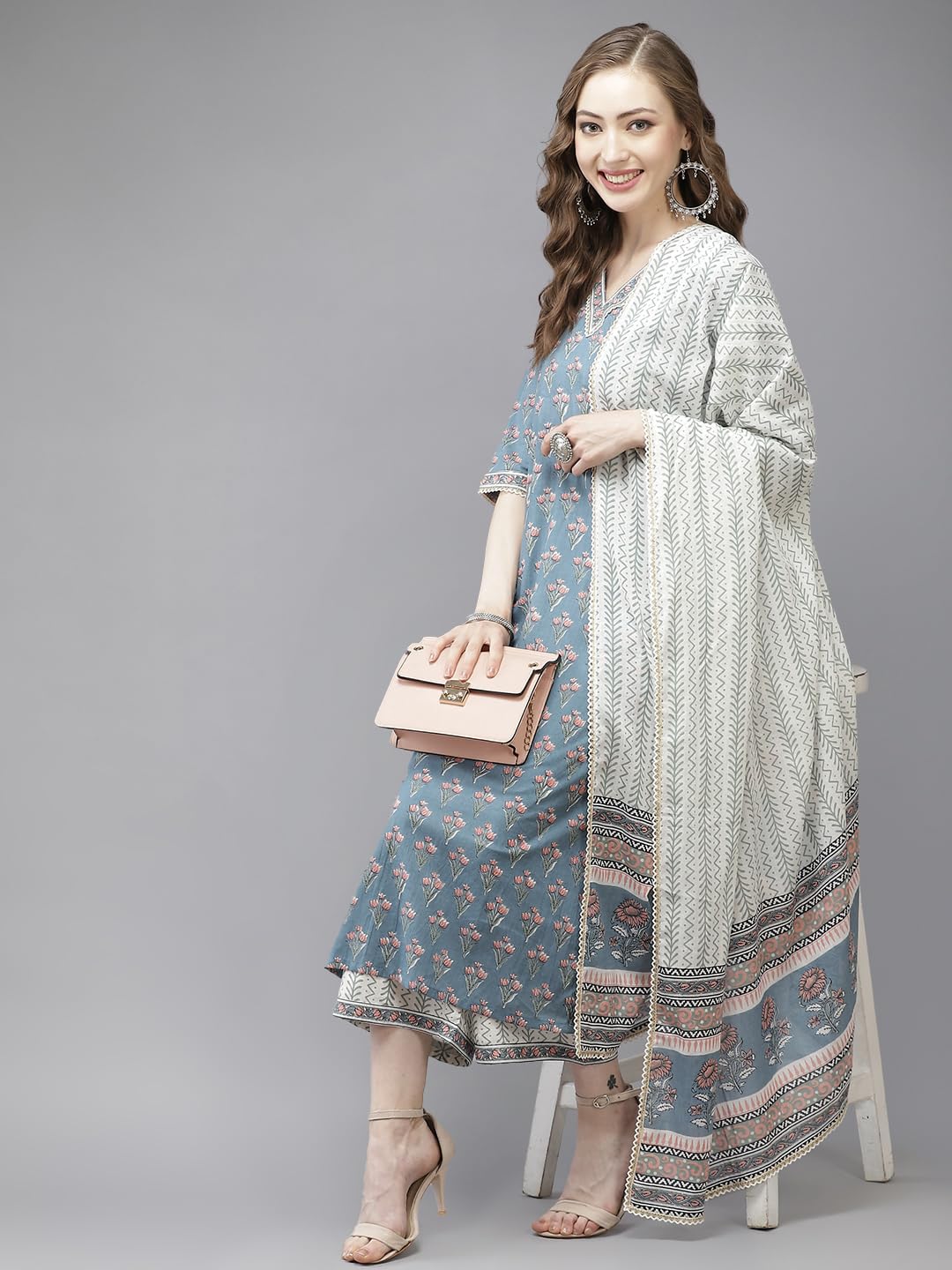 Libas Women's Cotton Kurta Sets (20128O_Multicoloured 