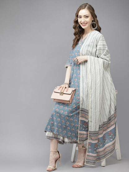 Libas Women's Cotton Kurta Sets (20128O_Multicoloured 