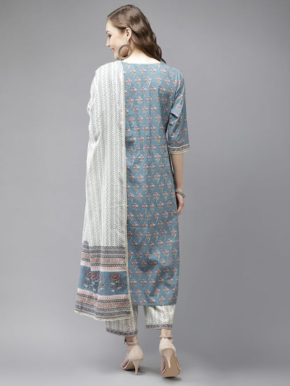 Libas Women's Cotton Kurta Sets (20128O_Multicoloured 