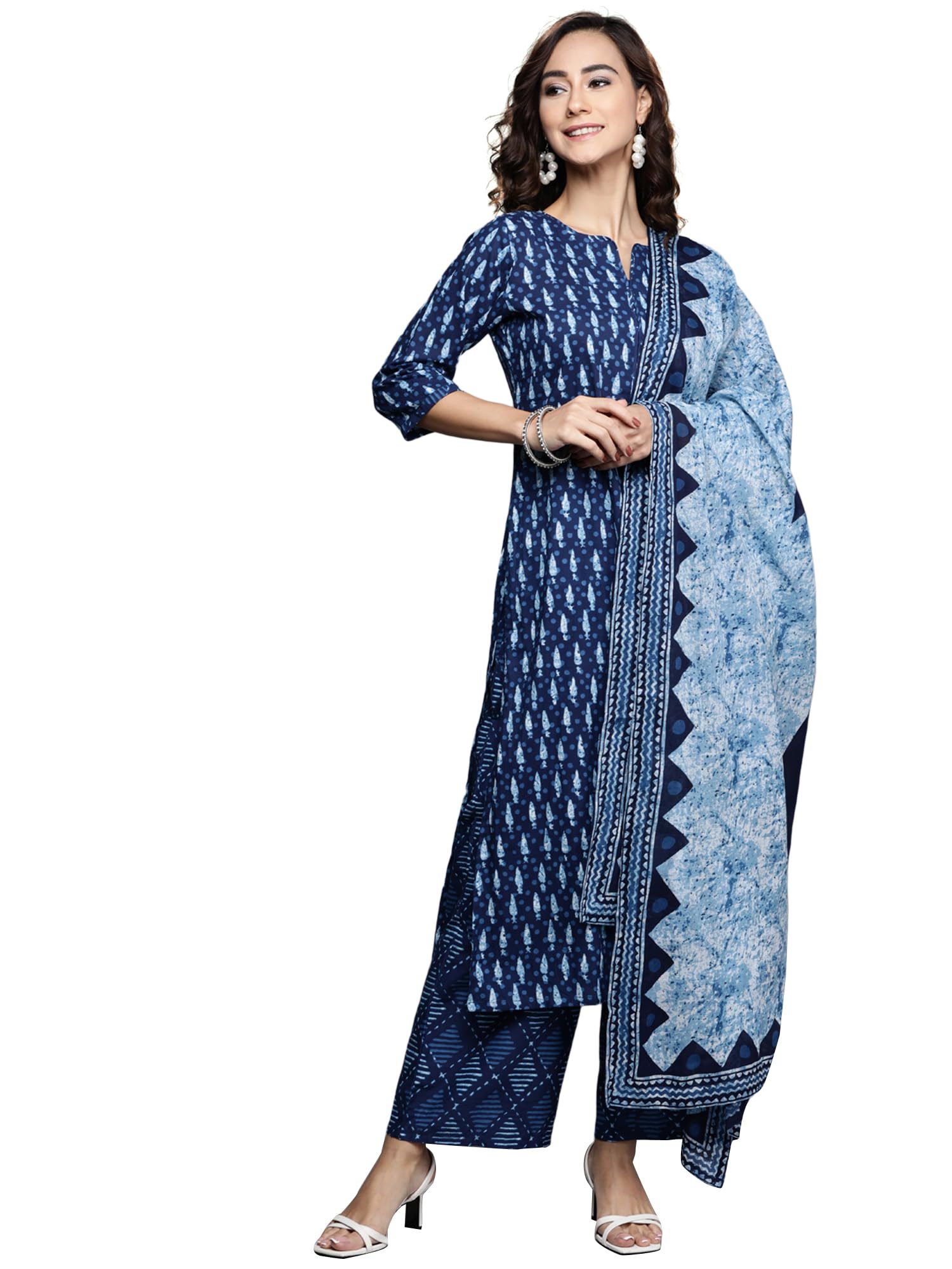 Libas Women's Cotton Kurta Sets (20161O_Blue 