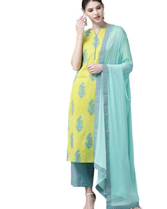 Libas Women's Cotton Kurta Sets (20197_Green 