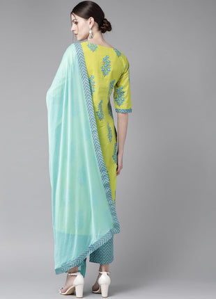 Libas Women's Cotton Kurta Sets (20197_Green 