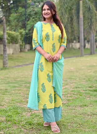 Libas Women's Cotton Kurta Sets (20197_Green 