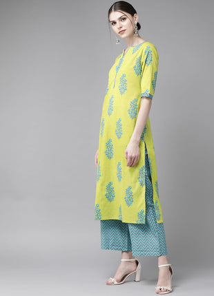 Libas Women's Cotton Kurta Sets (20197_Green 