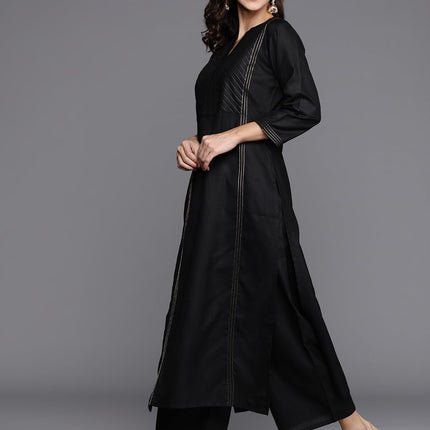 Libas Women's Cotton Kurta Sets (20231O_Black 