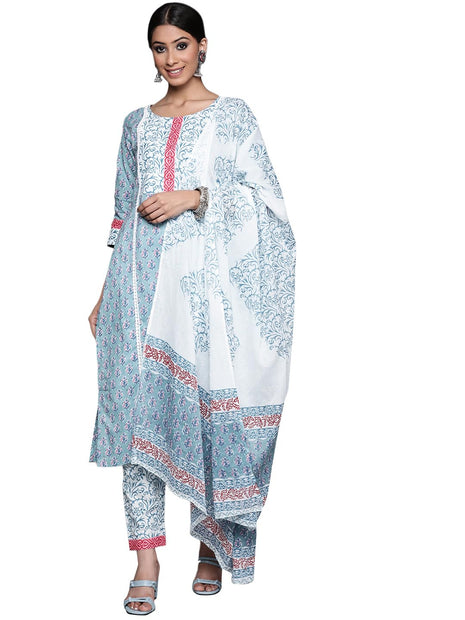 Libas Women's Cotton Kurta Sets (33204O_Blue 