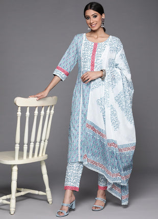 Libas Women's Cotton Kurta Sets (33204O_Blue 