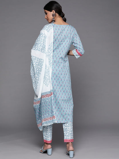 Libas Women's Cotton Kurta Sets (33204O_Blue 