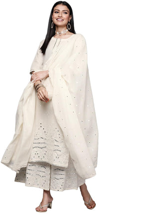 Libas Women's Cotton Kurta Sets (33307O_Off White 