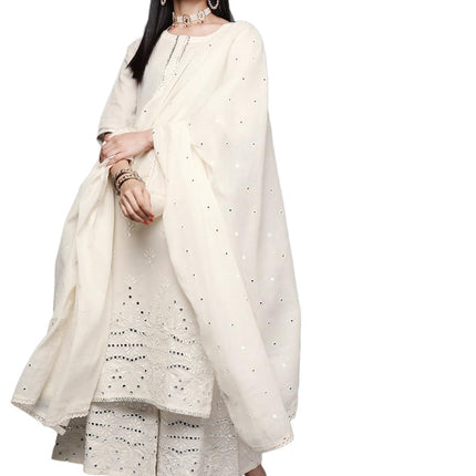 Libas Women's Cotton Kurta Sets (33307O_Off White 
