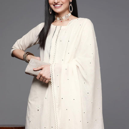 Libas Women's Cotton Kurta Sets (33307O_Off White 