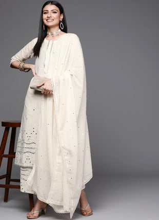 Libas Women's Cotton Kurta Sets (33307O_Off White 