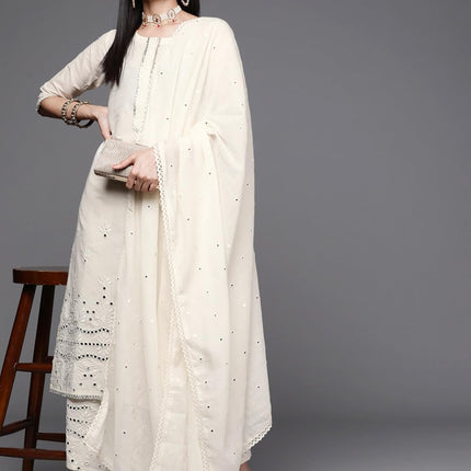 Libas Women's Cotton Kurta Sets (33307O_Off White 