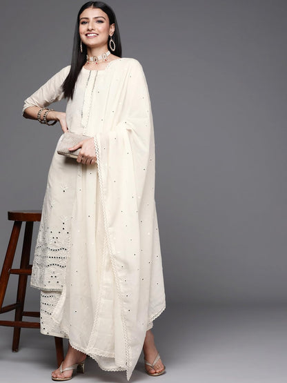 Libas Women's Cotton Kurta Sets (33307O_Off White 