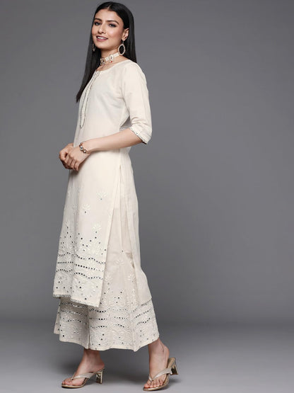Libas Women's Cotton Kurta Sets (33307O_Off White 