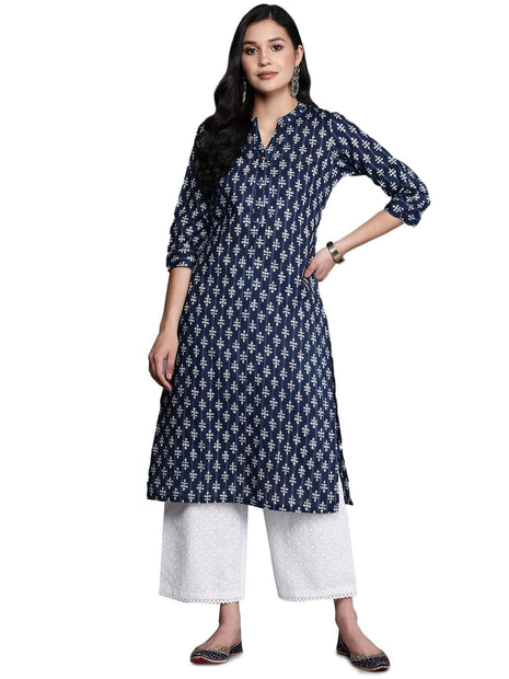 Libas Women's Cotton Regular Kurta (26458_Blue 