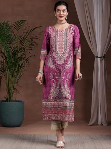 Libas Women's Crepe Paisley Straight Kurta (292610R Mauve 