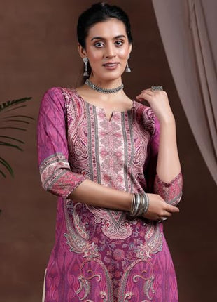 Libas Women's Crepe Paisley Straight Kurta (292610R Mauve 