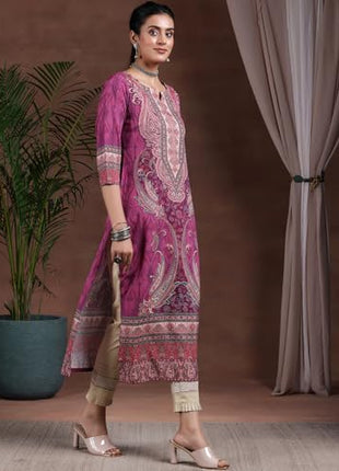 Libas Women's Crepe Paisley Straight Kurta (292610R Mauve 