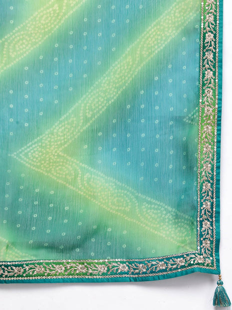 Libas Women's Poly Chiffon Kurta Sets (38126O_Turquoise Blue 