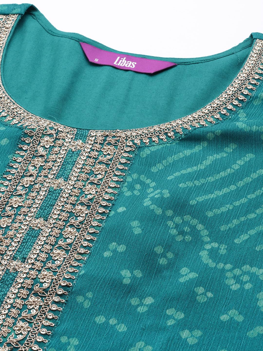 Libas Women's Poly Chiffon Kurta Sets (38126O_Turquoise Blue 