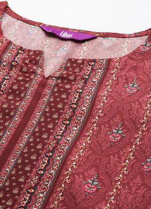 Libas Women's Poly Crepe Kurta Sets (34215_Maroon 