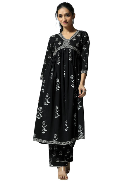 Libas Women's Pure Cotton Kurta Set (48993_Black 