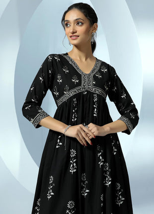 Libas Women's Pure Cotton Kurta Set (48993_Black 