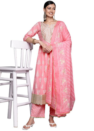 Libas Women's Pure Cotton Kurta Sets (34251_Pink 