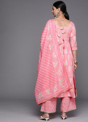 Libas Women's Pure Cotton Kurta Sets (34251_Pink 