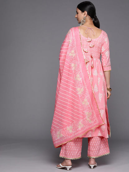 Libas Women's Pure Cotton Kurta Sets (34251_Pink 