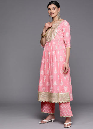 Libas Women's Pure Cotton Kurta Sets (34251_Pink 