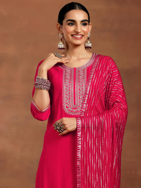 Libas Women's Silk Blend Kurta Set (GS961_Pink 